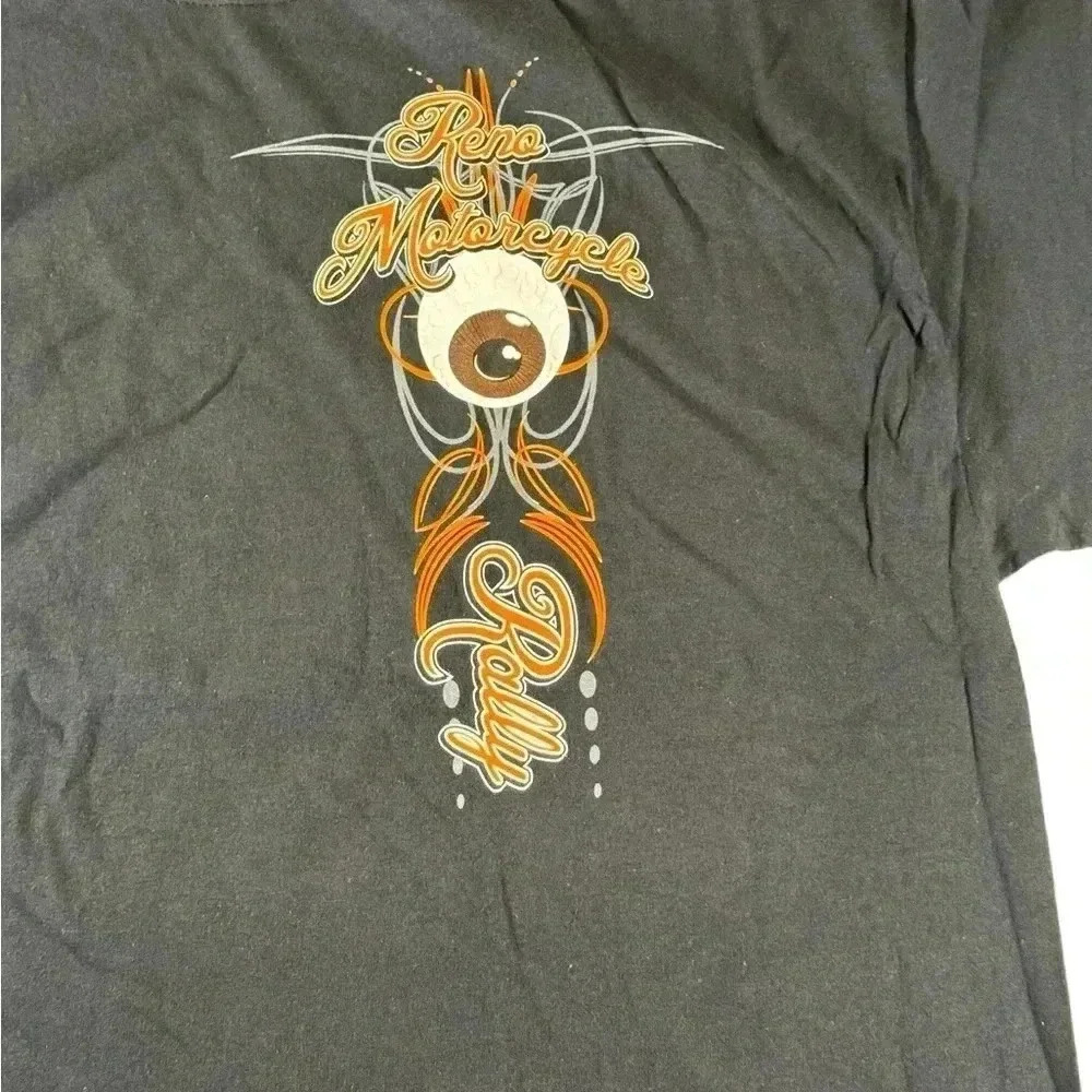Reno Motorcycle Rally 2014 T Shirt Eyeball Bikers Bikes Men's XL Black - Picture 2 of 10
